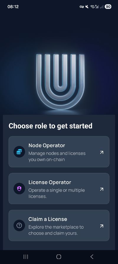 Screenshot of the Unetwork choose role to get started