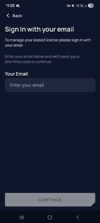 Screenshot of the Unetwork email sign in